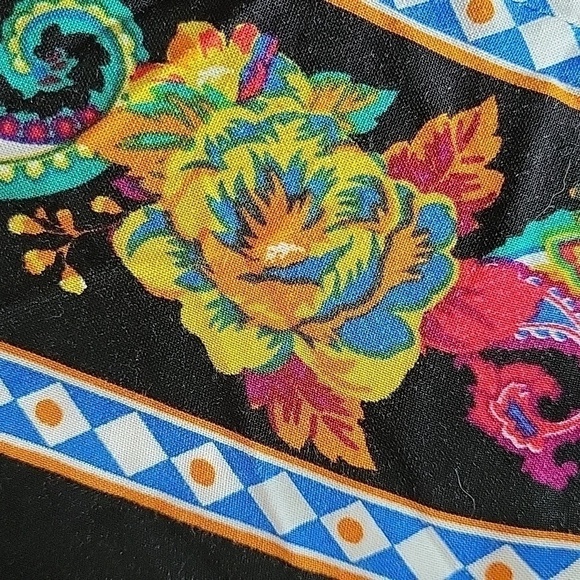 Flying Tomato Black Beach Multicolor Floral Hanky Rayon Hankerchief Strap Dress - Picture 5 of 9